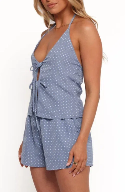 Petal And Pup Petal & Pup Beau Tie Front Halter Top & Shorts Set In Blue