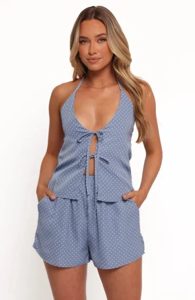 Petal And Pup Petal & Pup Beau Tie Front Halter Top & Shorts Set In Blue