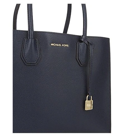 Shop Michael Michael Kors Mercer Large Grained Leather Tote In Admiral