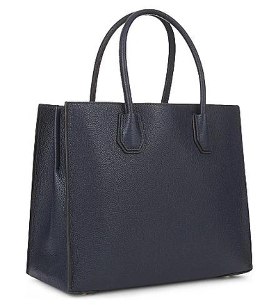 Shop Michael Michael Kors Mercer Large Grained Leather Tote In Admiral