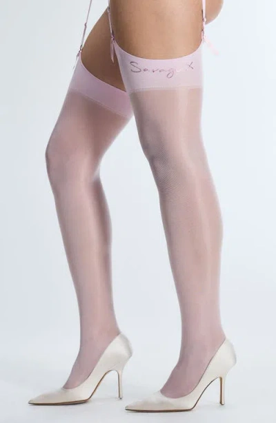 Savage X Fenty Savage X Back Seam Stockings In Velour Pink