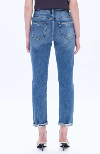 Bayeas High Rise Distressed Relaxed Boyfriend Jeans In Midnight Thunder