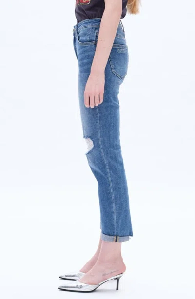 Bayeas High Rise Distressed Relaxed Boyfriend Jeans In Midnight Thunder