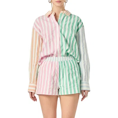 English Factory Colorblock Stripe Shirt In Pink Multi