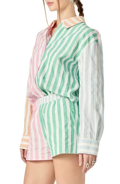 English Factory Colorblock Stripe Shirt In Pink Multi