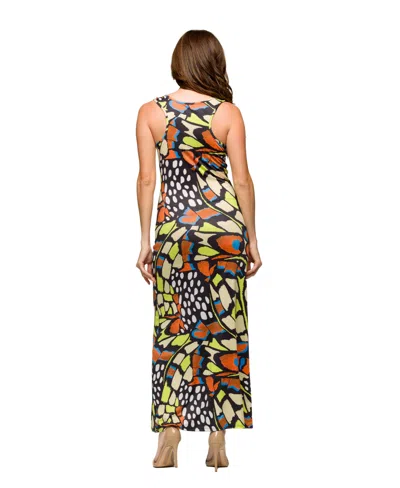 24seven Comfort Apparel Bright Butterfly Print Razorback Tank Casual Maxi Dress In Multi