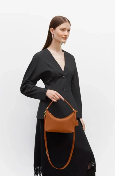 Maison De Sabre Leather Soft Hobo Bag In Pecan Brown