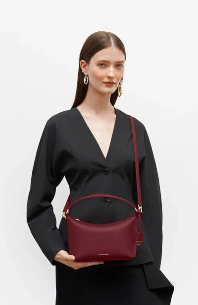 Maison De Sabre Leather Soft Hobo Bag In Plum Red