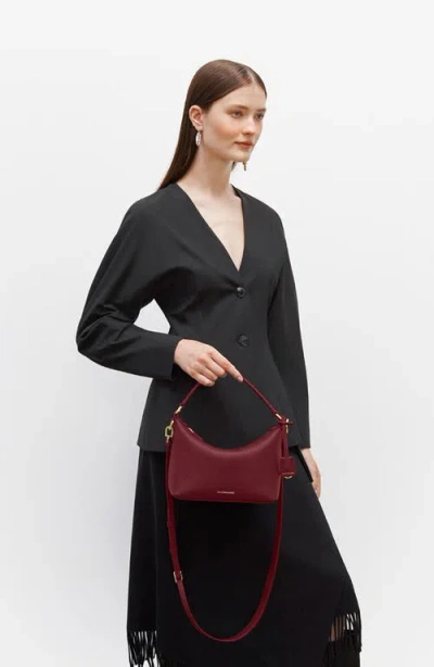 Maison De Sabre Leather Soft Hobo Bag In Plum Red