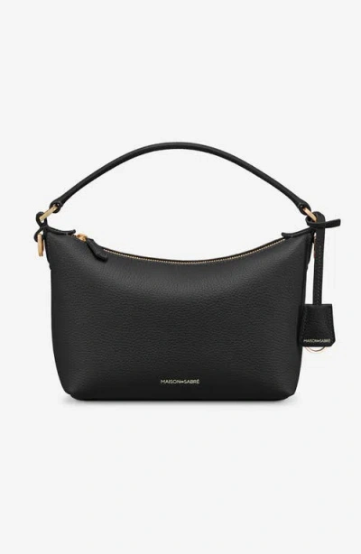 Maison De Sabre Leather Soft Hobo Bag In Black Caviar