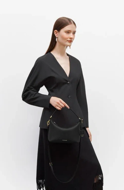 Maison De Sabre Leather Soft Hobo Bag In Black Caviar