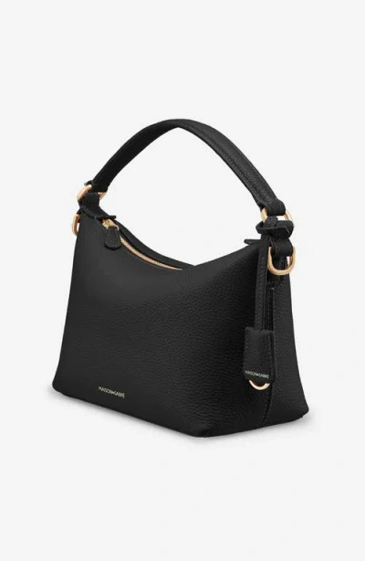 Maison De Sabre Leather Soft Hobo Bag In Black Caviar