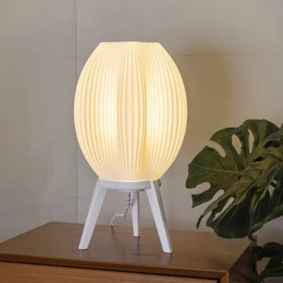 Jonathan Y Wavy 16.5" Modern Contemporary Plant-based Pla 3d Printed Dimmable Led Table Lamp In White