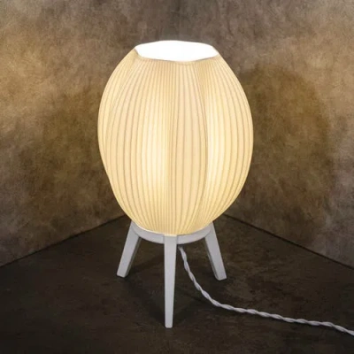Jonathan Y Wavy 16.5" Modern Contemporary Plant-based Pla 3d Printed Dimmable Led Table Lamp In White
