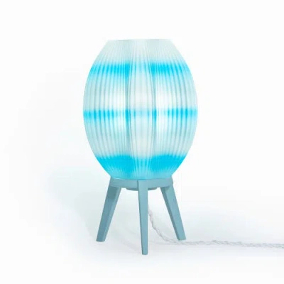 Jonathan Y Wavy 16.5" Modern Contemporary Plant-based Pla 3d Printed Dimmable Led Table Lamp In Blue/white