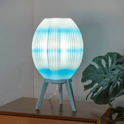 Jonathan Y Wavy 16.5" Modern Contemporary Plant-based Pla 3d Printed Dimmable Led Table Lamp In Blue/white