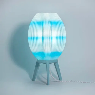 Jonathan Y Wavy 16.5" Modern Contemporary Plant-based Pla 3d Printed Dimmable Led Table Lamp In Blue/white