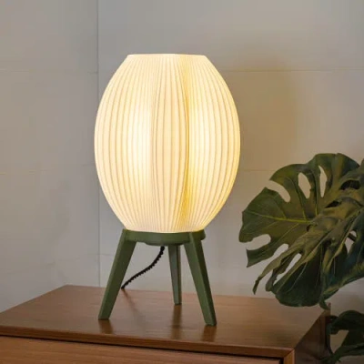 Jonathan Y Wavy 16.5" Modern Contemporary Plant-based Pla 3d Printed Dimmable Led Table Lamp In White/green