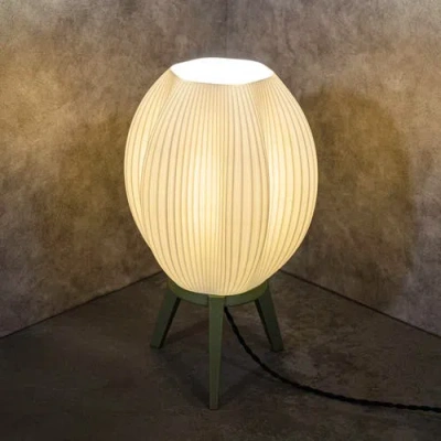 Jonathan Y Wavy 16.5" Modern Contemporary Plant-based Pla 3d Printed Dimmable Led Table Lamp In White/green