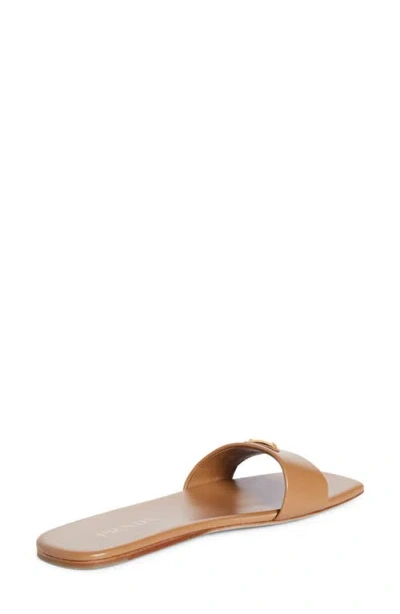 Prada Triangle Logo Slide Sandal In Caramel