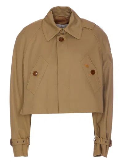 Vivienne Westwood Casual Jacket With Embroidered Detail And Epaulettes In Brown