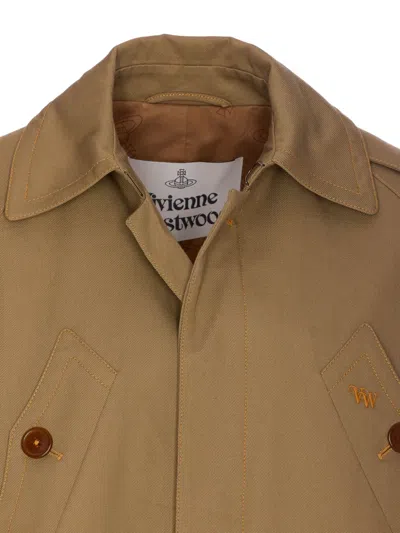 Vivienne Westwood Casual Jacket With Embroidered Detail And Epaulettes In Brown