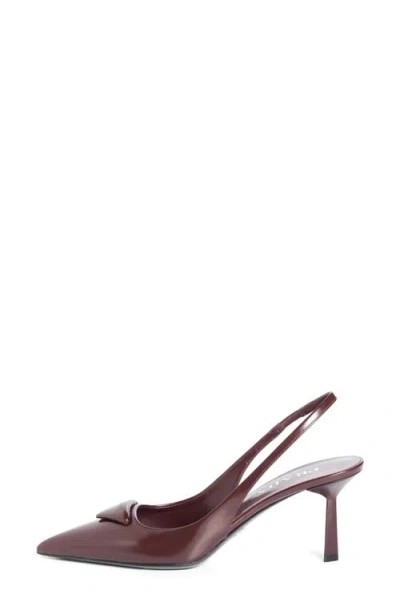 Prada Pointed Toe Stiletto Heel Pumps In Burgundy