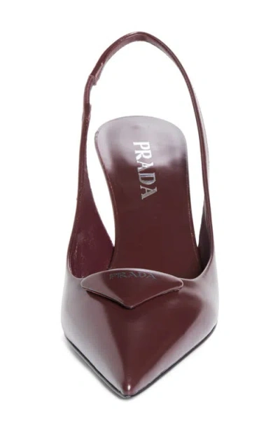 Prada Pointed Toe Stiletto Heel Pumps In Burgundy