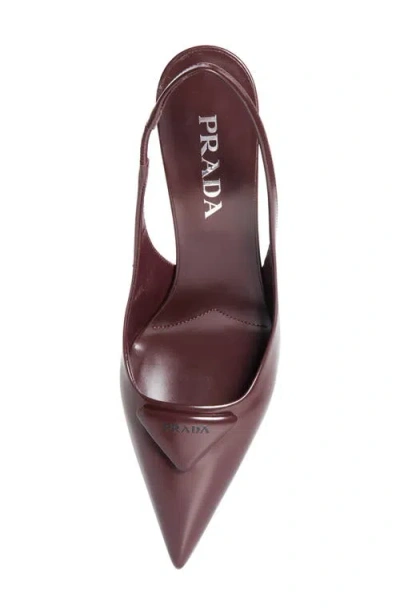 Prada Pointed Toe Stiletto Heel Pumps In Burgundy