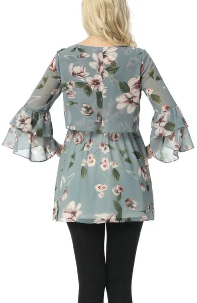 Kimi & Kai Audrey Maternity/nursing  Floral Print Blouse In Multicolored