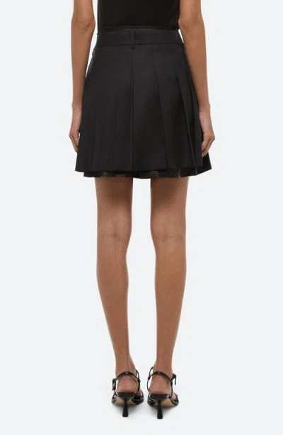 Helmut Lang Pleated Wool Skort In Black