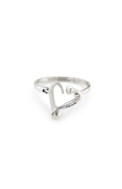Unode50 Sterling Silver Plated With Nailed Heart Visible Spring Bracelet In Silver