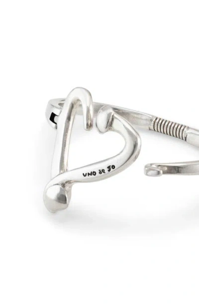 Unode50 Sterling Silver Plated With Nailed Heart Visible Spring Bracelet In Silver