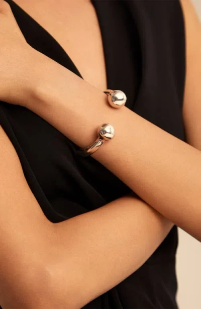 Unode50 Interchangeable Ball Silver Cuff In Metallic