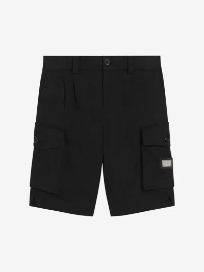 Dolce & Gabbana Elasticated Cargo Shorts In Black