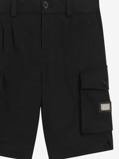Dolce & Gabbana Elasticated Cargo Shorts In Black