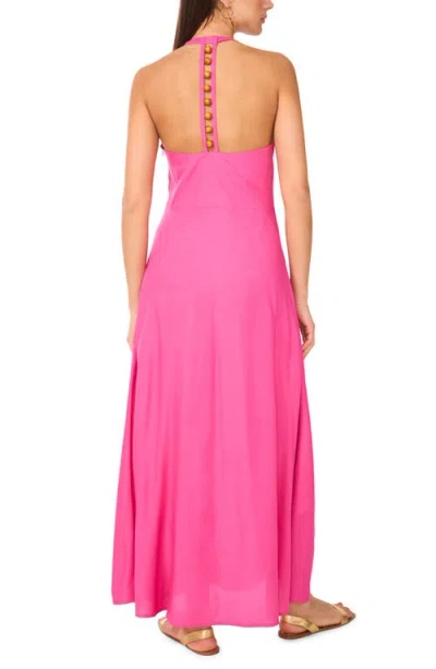 Vince Camuto Beaded Halter Maxi Dress In Fiercely Fuchsia