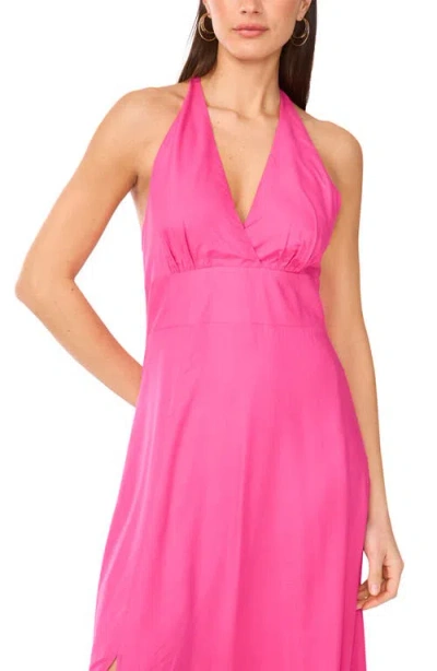 Vince Camuto Beaded Halter Maxi Dress In Fiercely Fuchsia