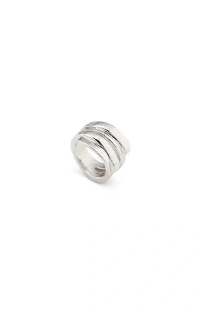 Unode50 Sterling Silver-plated Irregular Ring In Metallic