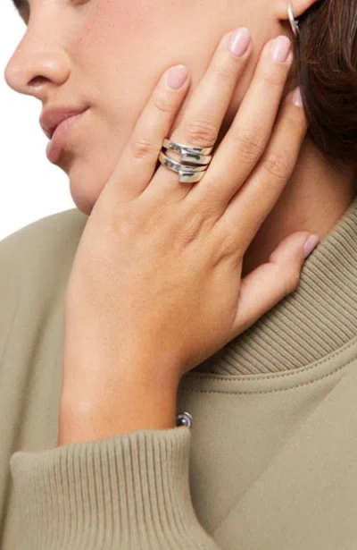 Unode50 Sterling Silver-plated Irregular Ring In Metallic