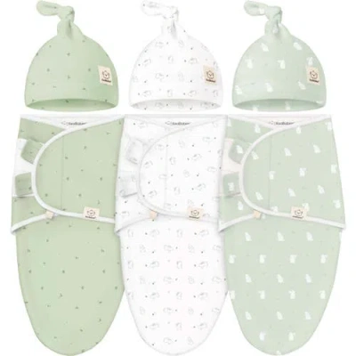 Keababies 3-pack Soothe Swaddle Wraps With Knot Hats In Bunnies