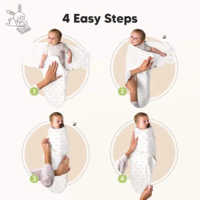 Keababies 3-pack Soothe Swaddle Wraps With Knot Hats In Bunnies