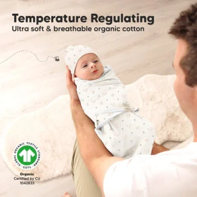 Keababies 3-pack Soothe Swaddle Wraps With Knot Hats In Nibbles/bruce