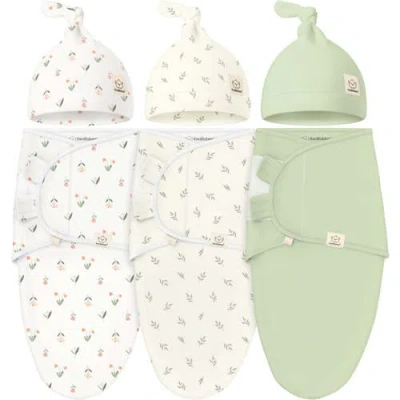 Keababies 3-pack Soothe Swaddle Wraps With Knot Hats In Fleur