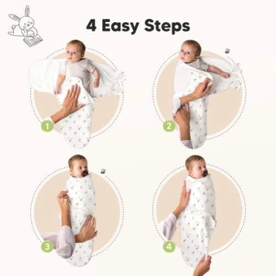Keababies 3-pack Soothe Swaddle Wraps With Knot Hats In Fleur