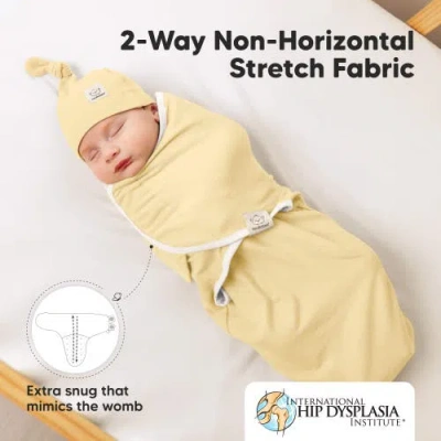Keababies 3-pack Soothe Swaddle Wraps With Knot Hats In Daffodil