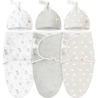 Keababies 3-pack Soothe Swaddle Wraps With Knot Hats In Aspire