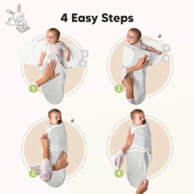 Keababies 3-pack Soothe Swaddle Wraps With Knot Hats In Aspire