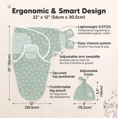 Keababies 3-pack Soothe Swaddle Wraps With Knot Hats In Prairie