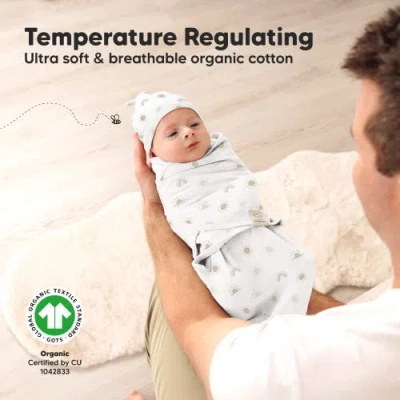 Keababies 3-pack Soothe Swaddle Wraps With Knot Hats In Shifts